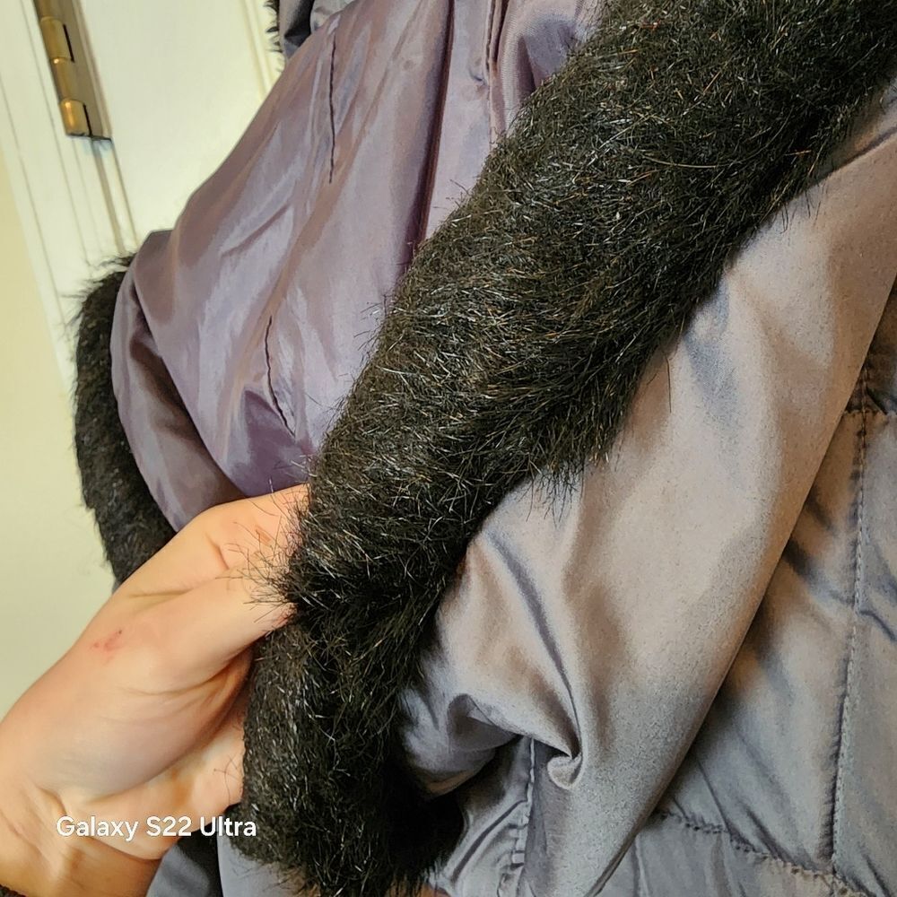 🏖 Warm Puffy Faded Glory Gray Grey Zip Up Winter Coat Removable Hood - Picture 7 of 7